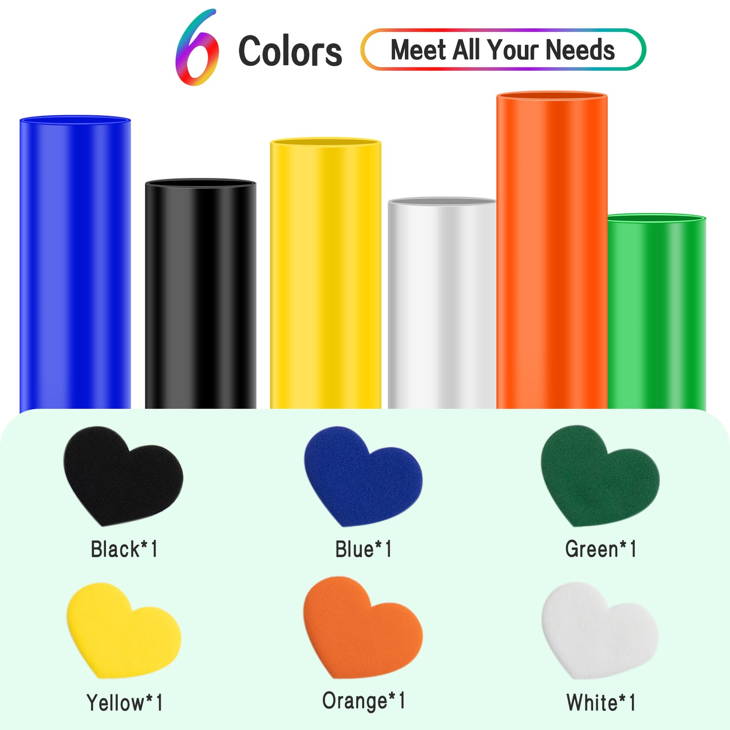 CenDale 3D Puff Heat Transfer Vinyl - 6 Colors Puff Vinyl Sheets 12''x 10''
