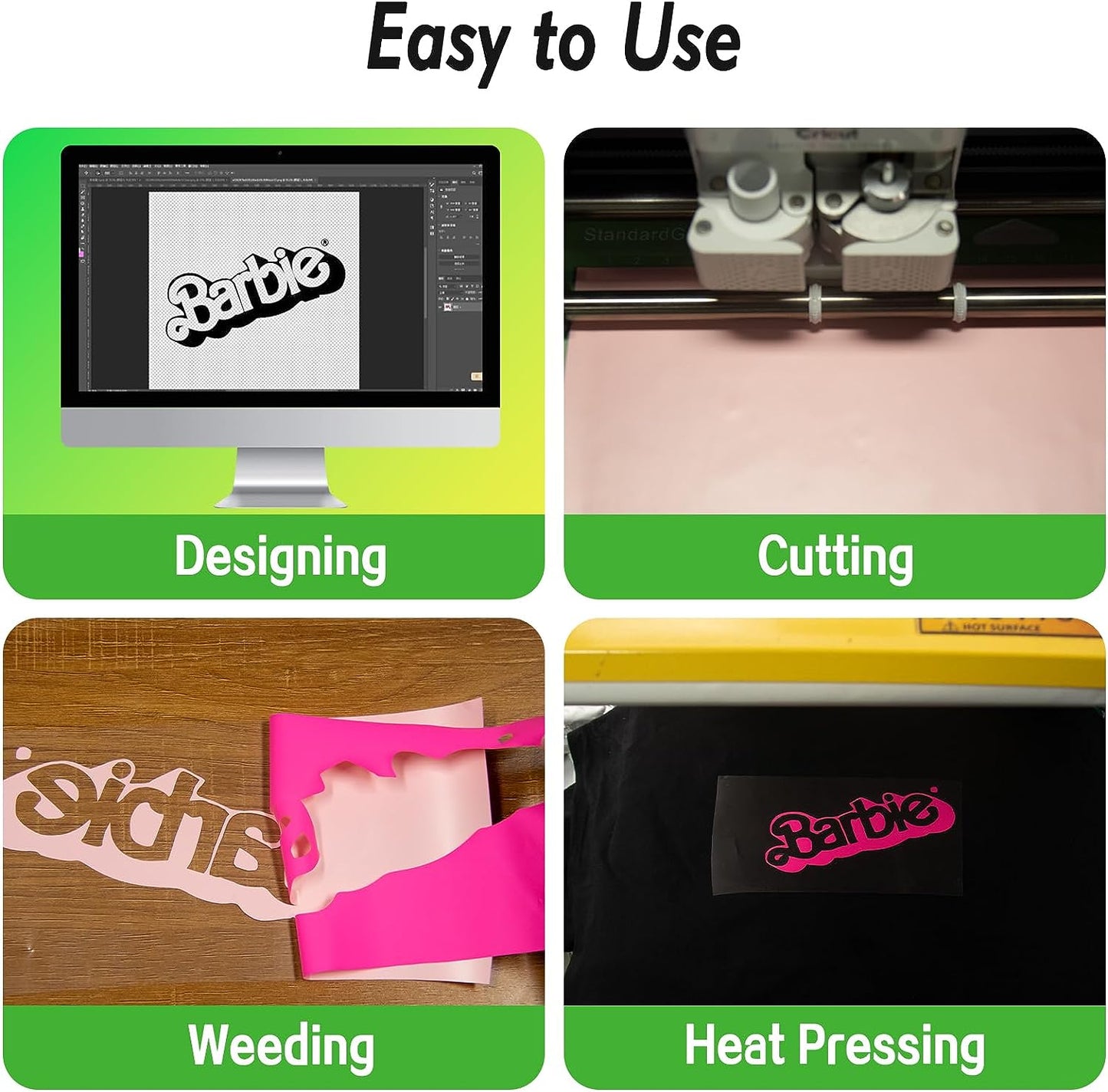 CenDale 3D Puff Vinyl Heat Transfer - Pink Puff Vinyl Roll 10''x 5FT