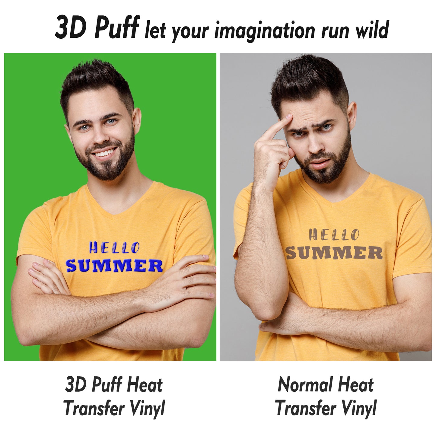 CenDale 3D Puff Heat Transfer Vinyl - 6 Colors Puff Vinyl Sheets 12''x 10''