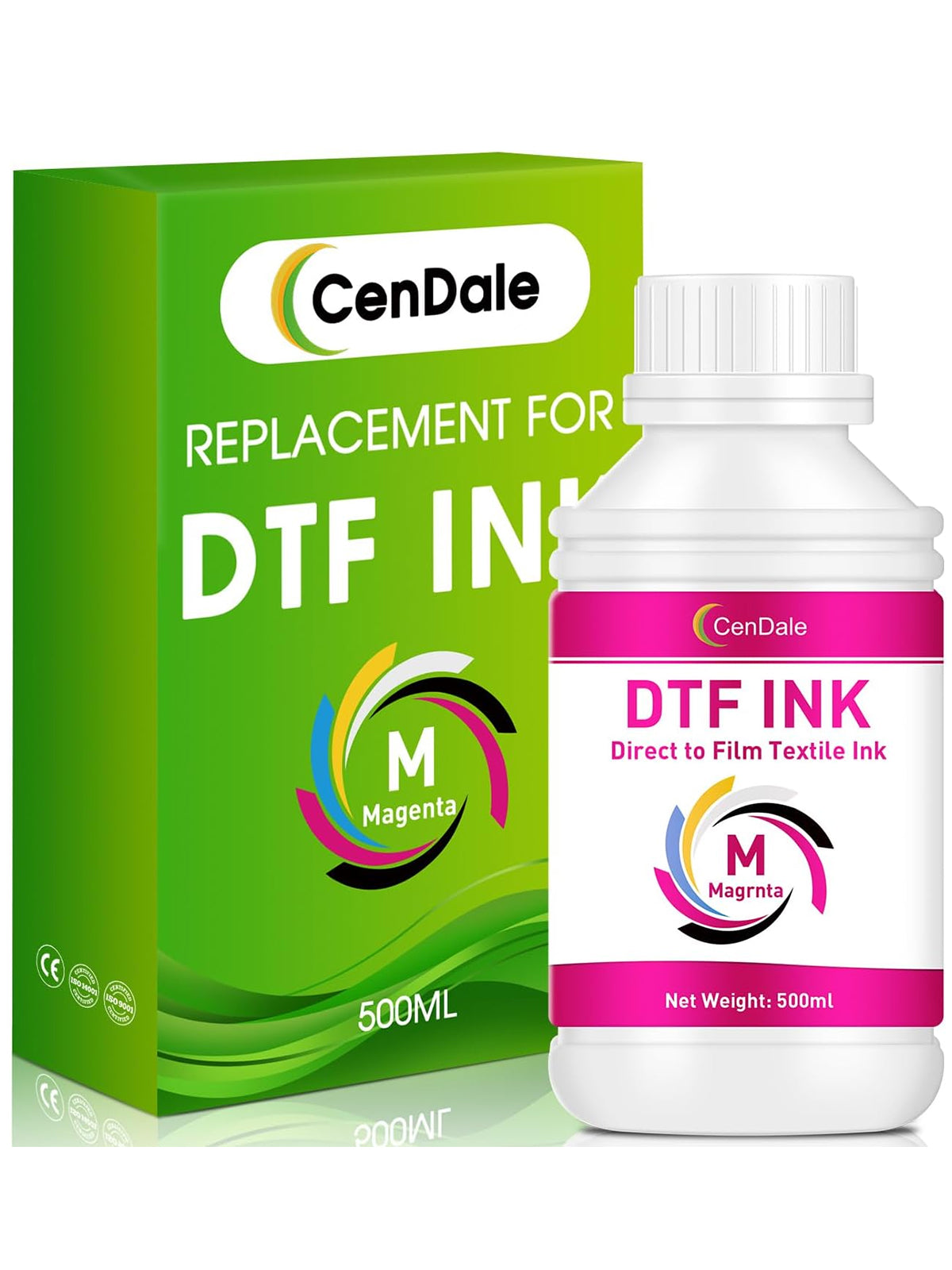 CenDale Premium DTF Magenta Ink - 500ML DTF Transfer Ink for PET Film, Refill DTF Ink for Epson ET-8550, ET-8500, L1800, L800, R2400, R1390, P400, P800, XP15000