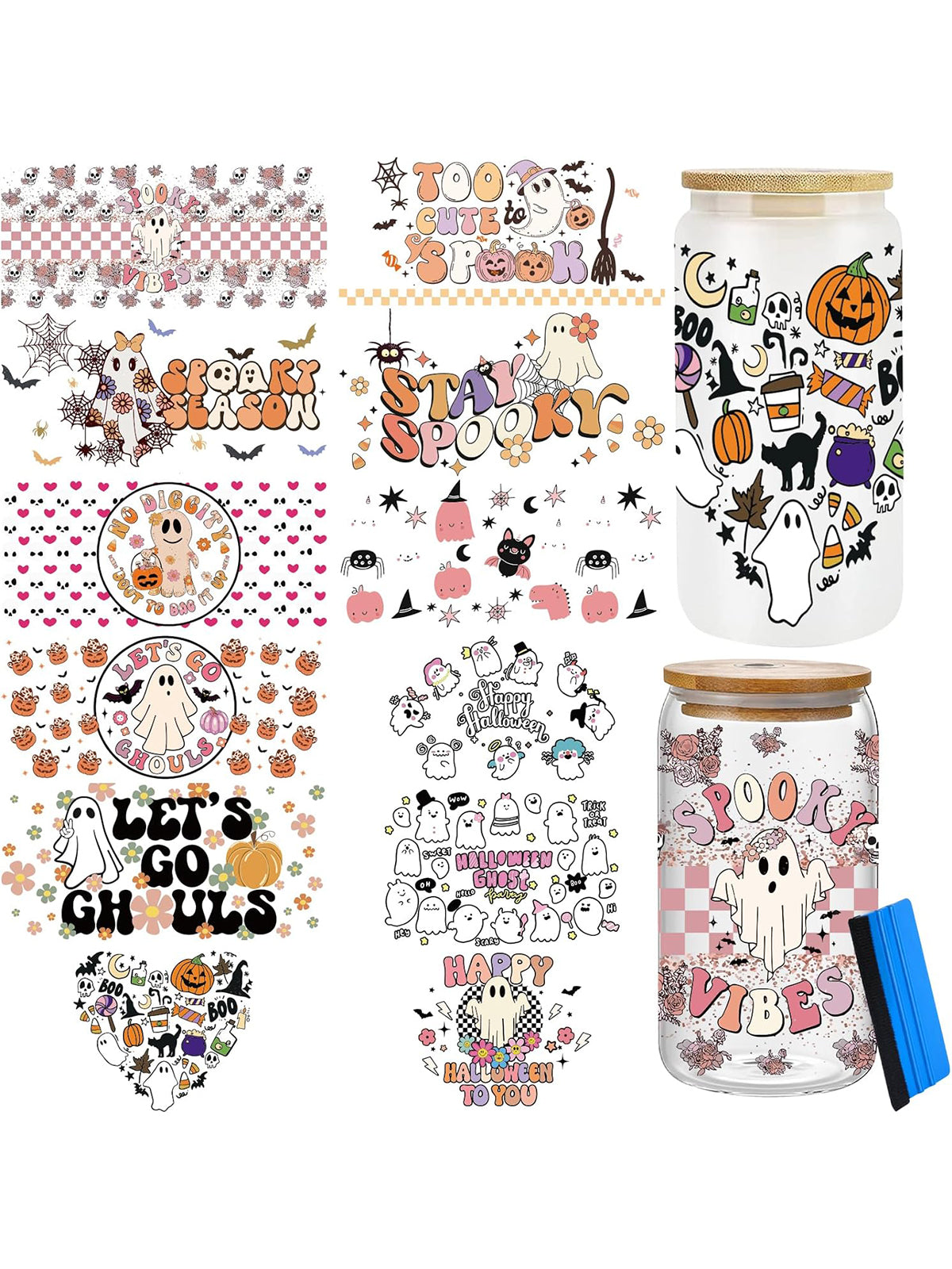 CenDale UV DTF Cup Wrap 12 Sheets - Halloween Ghost