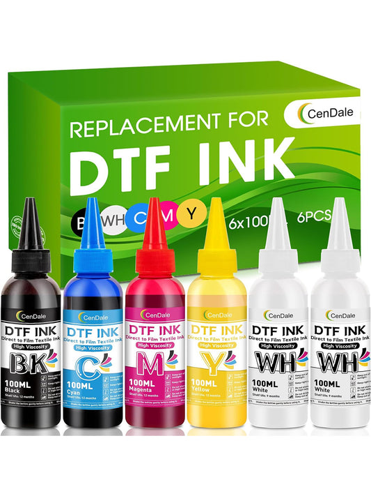 CenDale DTF Ink 600ML - Upgraded 3.0-5.0 cP Viscosity DTF Transfer Ink for DTF Film, Refilled Ink for Epson ET-8550 XP-15000 L1800 L805 R1390 R2400 1430 DTF Printers