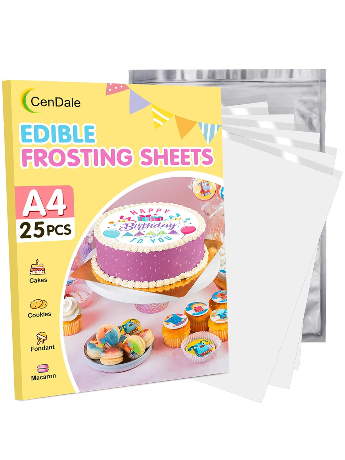 CenDale Premium Frosting Sheets A20   20pcs Icing Sheets   Edible Paper for  Cake, Cookies