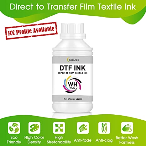 CenDale Premium DTF White Ink DTF Transfer Ink Refill for Epson ET-8550, L1800, L800, R2400, P400, P800, XP15000, Heat Transfer Printing Direct to Film (500ml)