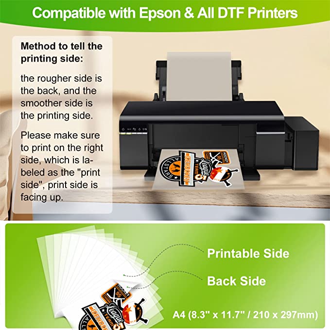 CenDale DTF Transfer Film A3 (11.7" x 16.5") - 60 Sheets Double-Sided Matte PreTreat Sheets PET Heat Transfer Paper