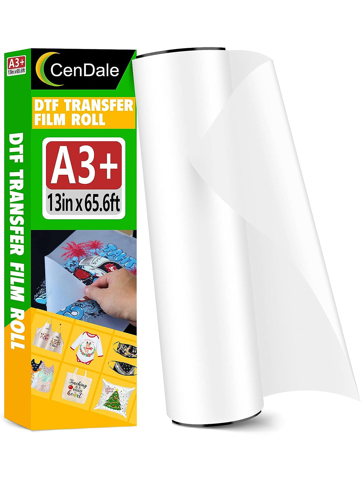 CenDale DTF Transfer Film Roll 13" x 65.6ft - Premium A3+ DTF Film Roll