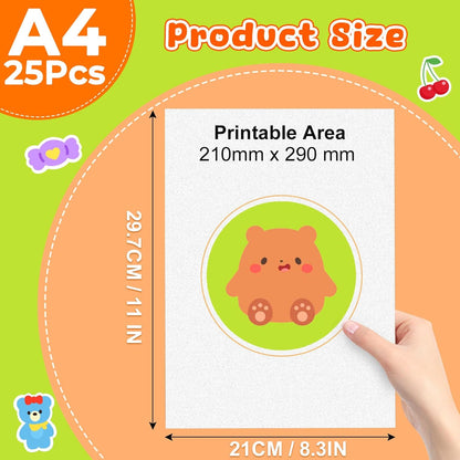 Printable Shrinky Dink Sheets - 25PCS A4 White Shrink Plastic Sheets for Inkjet Printer, Shrink Paper for Crafts (8.3 x 11.7 in, White)