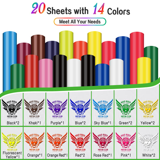 [Puff HTV Bundle] Multicolor Puff HTV- 8 Sheets Assorted Colors 12“x10 & Teflon Sheet & 3D Puff HTV 10x6ft (Black,White,Orange)