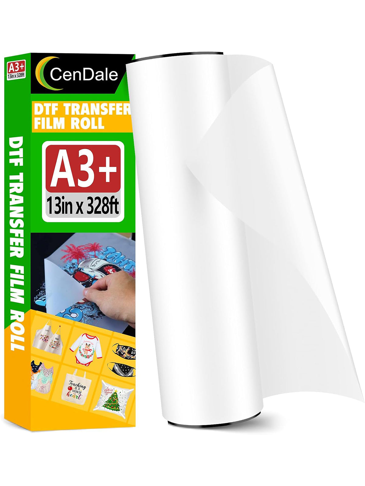 CenDale DTF Transfer Film Roll 13" x 328ft - Premium A3+ DTF Film Roll