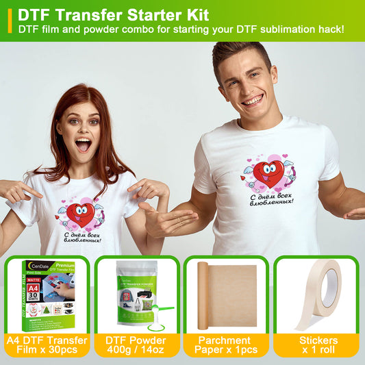 CenDale DTF Transfer Film - A4(8.3 x 11.7) 30 Sheets Double